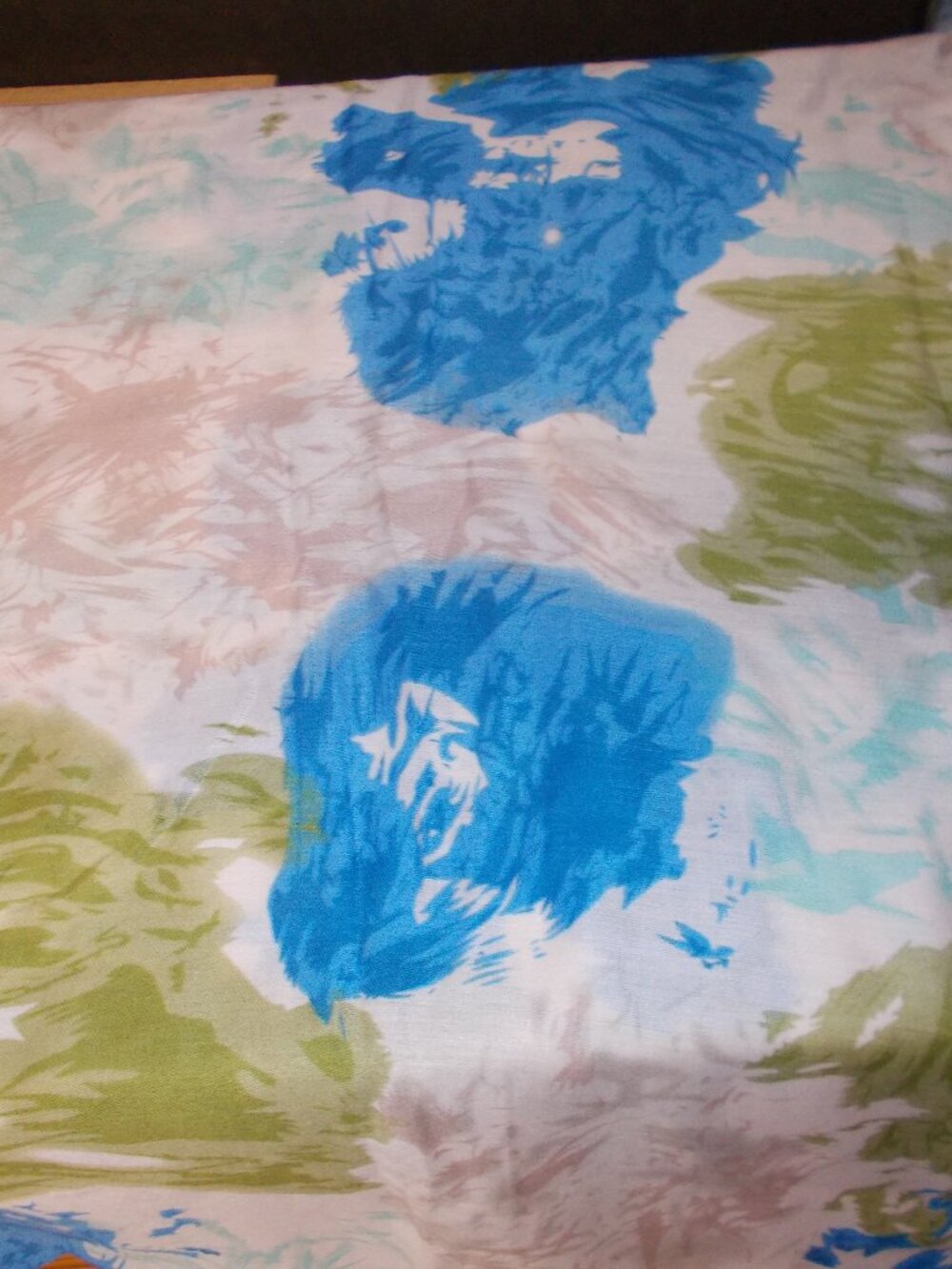 NWOT women's scarf in colors of blue, olive green & beige/tan, smoke-free